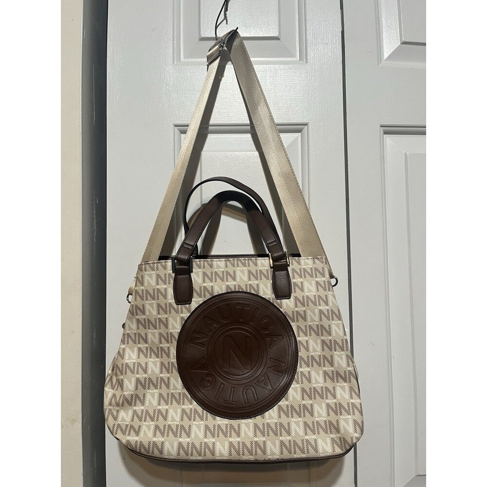 Nautica Two Tone Satchel In Brown And Cream